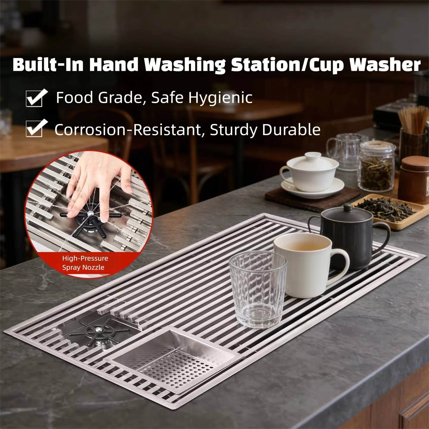 Coffee Tea Home - Modern Inset Tea Tray With Drain