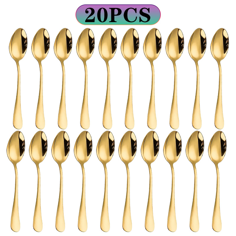 Coffee Tea And Sugar Canister Set - 6/10/20Pcs Stainless Steel Small Gold Spoons
