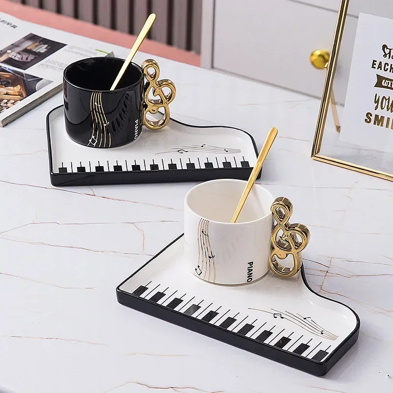 Coffee Tea Set - 200ml Creative Piano Coffee Mugs with