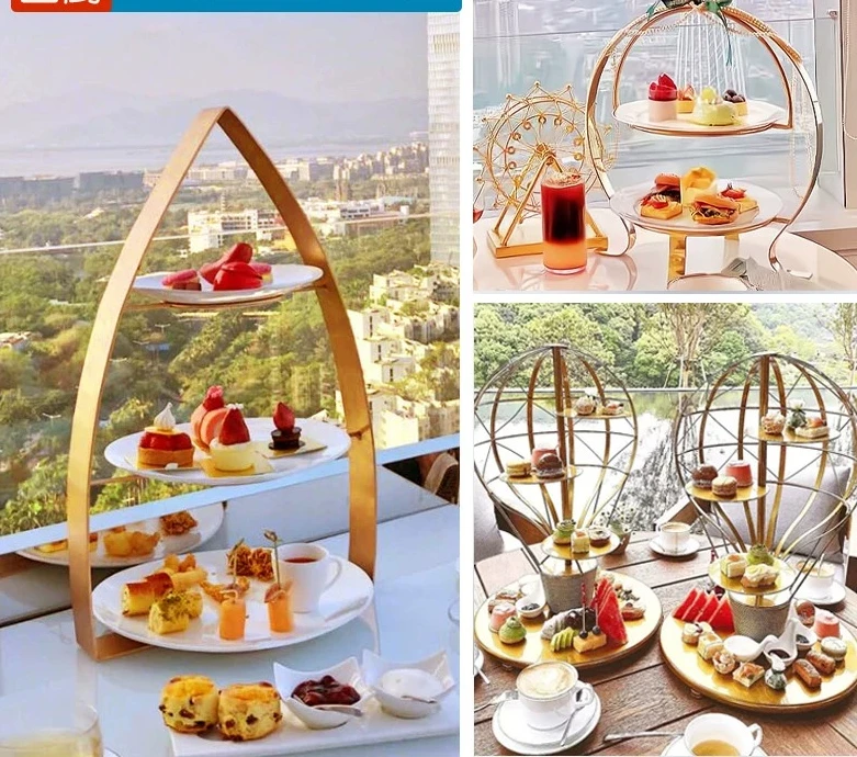 Coffee Tea Break - Afternoon tea snack rack three-layer fruit