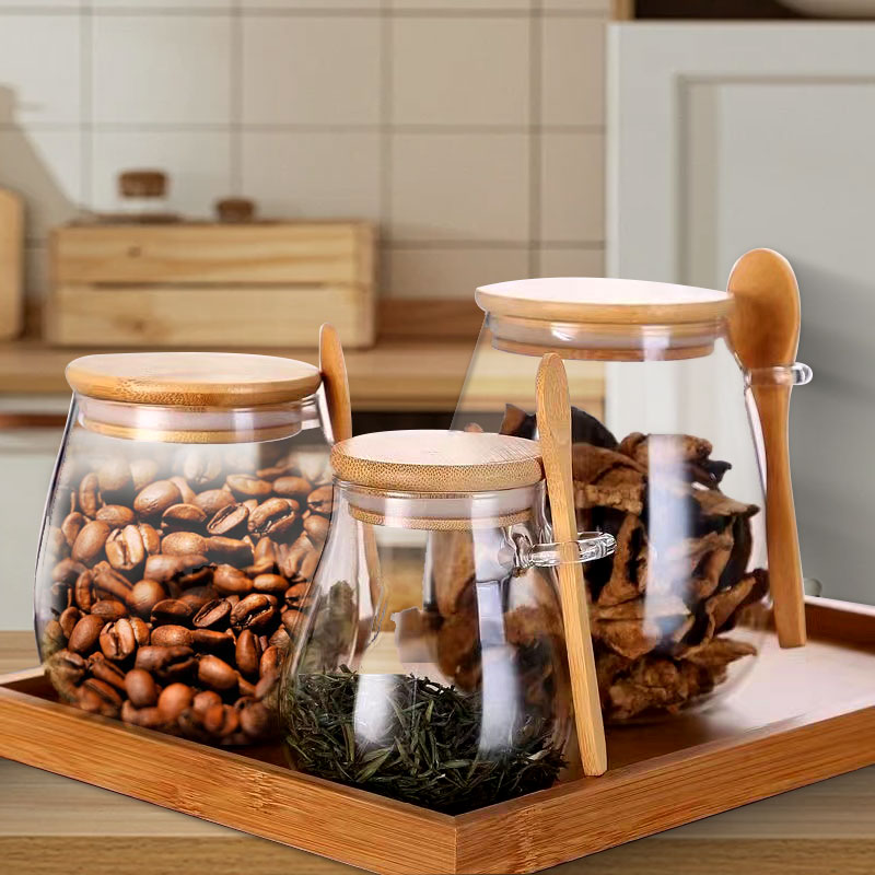 34oz sealed glass jar with spo - Coffee Tea And Sugar Canister Set review and price