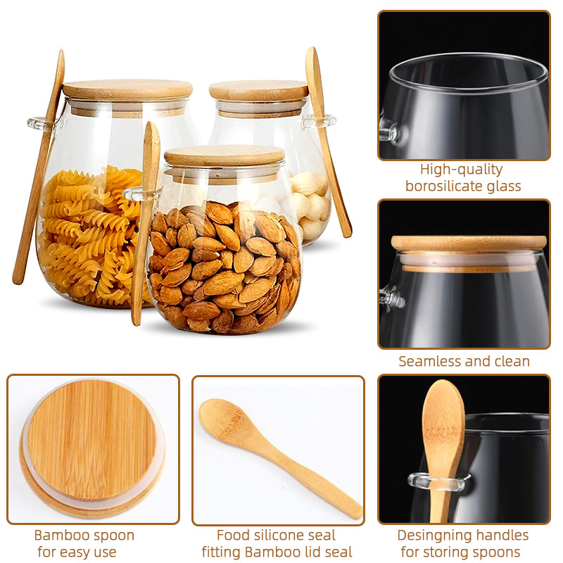 34oz sealed glass jar with spo - Coffee Tea And Sugar Canister Set review and price