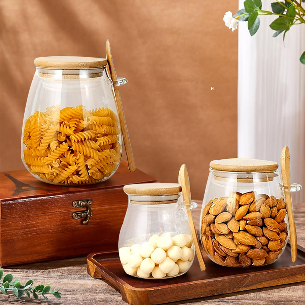 34oz sealed glass jar with spo - Coffee Tea And Sugar Canister Set review and price