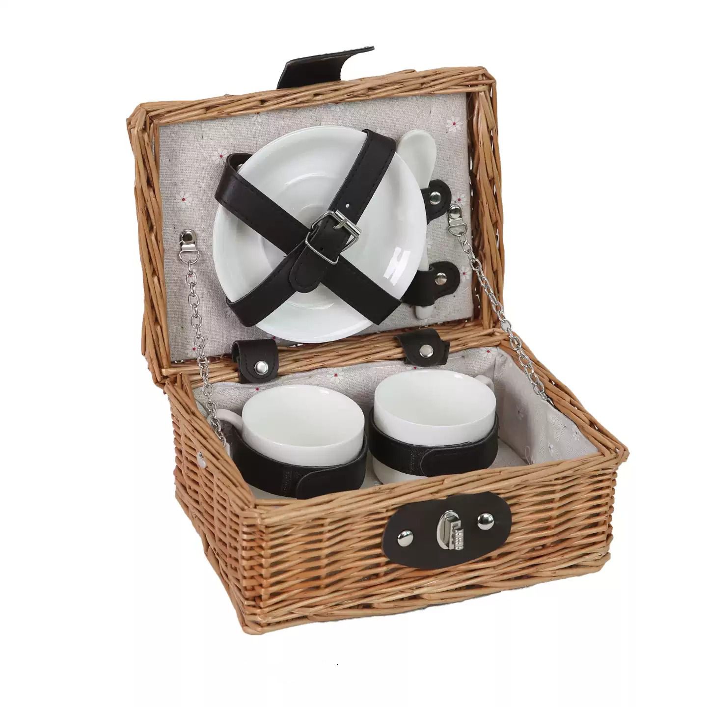 2 Person Willow Picnic Basket  - Coffee Tea Set review and price