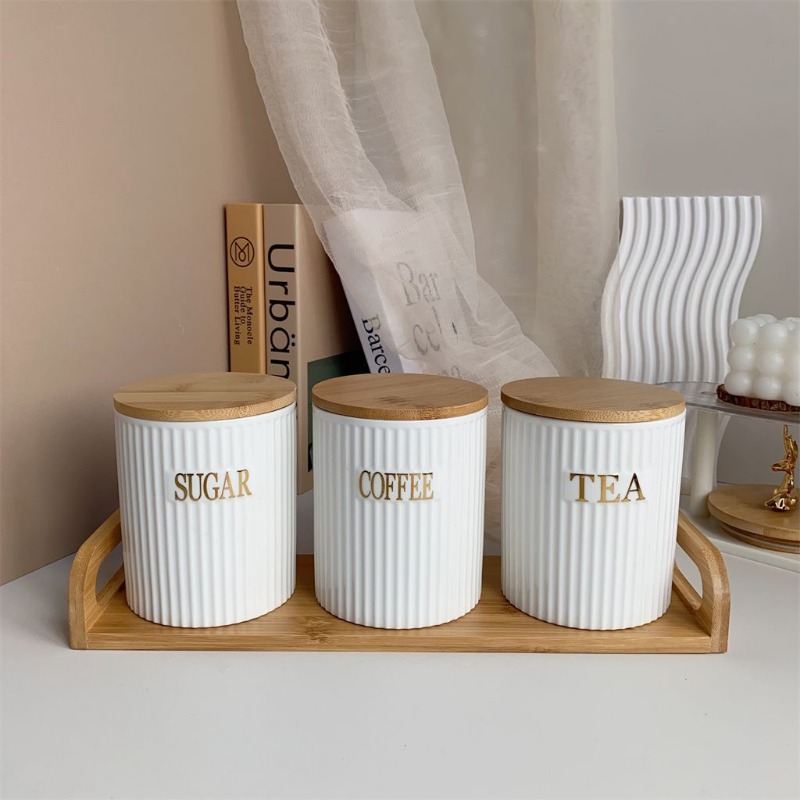 3 Piece Set European White Elk - Coffee Tea And Sugar Canister Set review and price