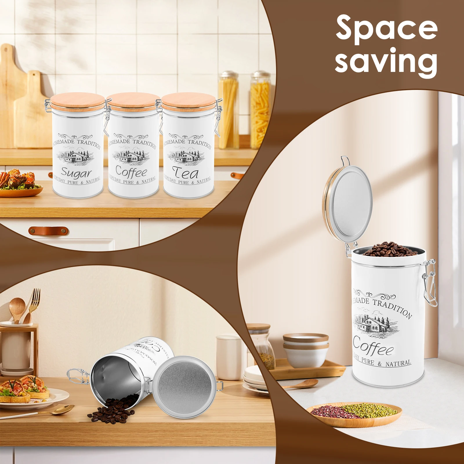 3Pcs/Set Tea Coffee Sugar Cani - Coffee Tea And Sugar Canister Set review and price
