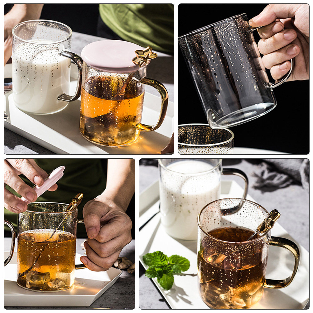 1Set Glass Cup Set Spoon Lid H - Coffee Tea Break review and price