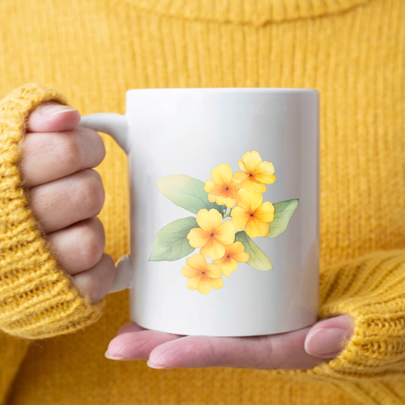 Ceramic mug with white and yel - Coffee Tea Break review and price