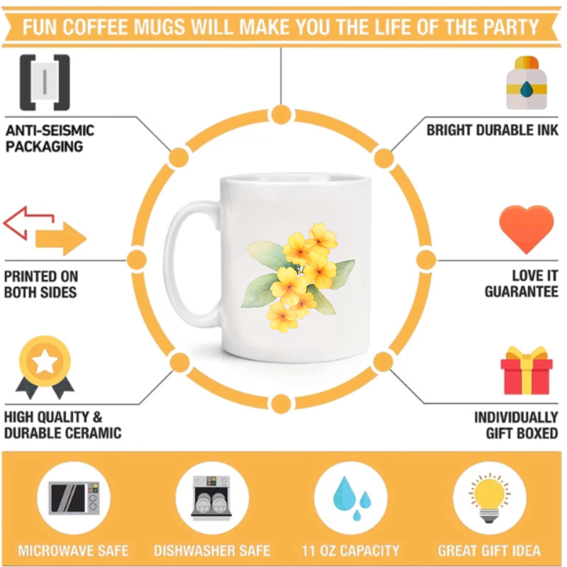 Ceramic mug with white and yel - Coffee Tea Break review and price