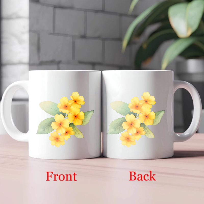Ceramic mug with white and yel - Coffee Tea Break review and price