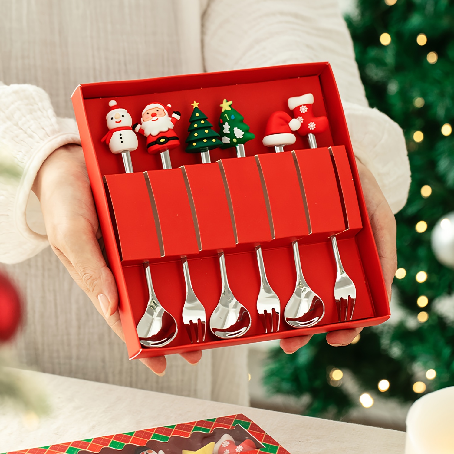 1Set Creative Christmas Fork A - Coffee Tea And Sugar Canister Set review and price